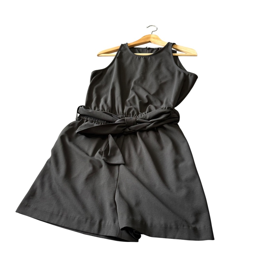 Banana Republic Romper Women 6 Black Excellent Sleeveless Tie Waist High Neck